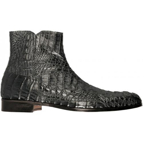 Fennix Italy 3346 Black All-Over Genuine Hornback Alligator Ankle Boots